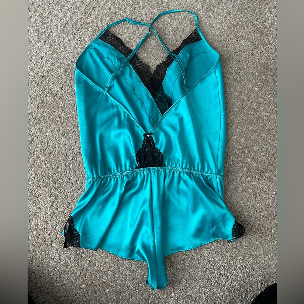 Victoria Secret Small silk teddy lingerie TWO aqua and pink - Picture 10 of 12